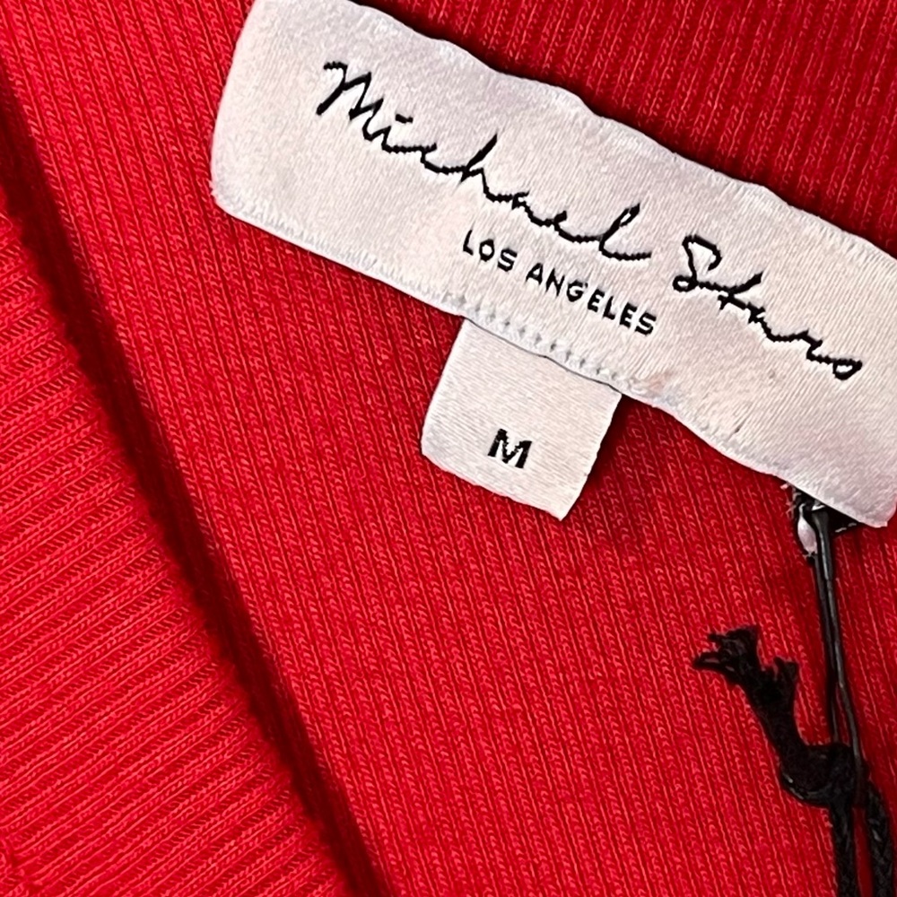 Michael Stars Coco One Shoulder Ultra Ribbed Knit Midi Dress Size M Salsa Red - Picture 11 of 15